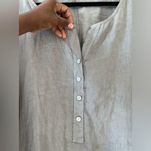 Sold Terzo Millennio Short Sleeve Linen Midi Lagenlook Midi Dress Gray - XL - Picture 5 of 12